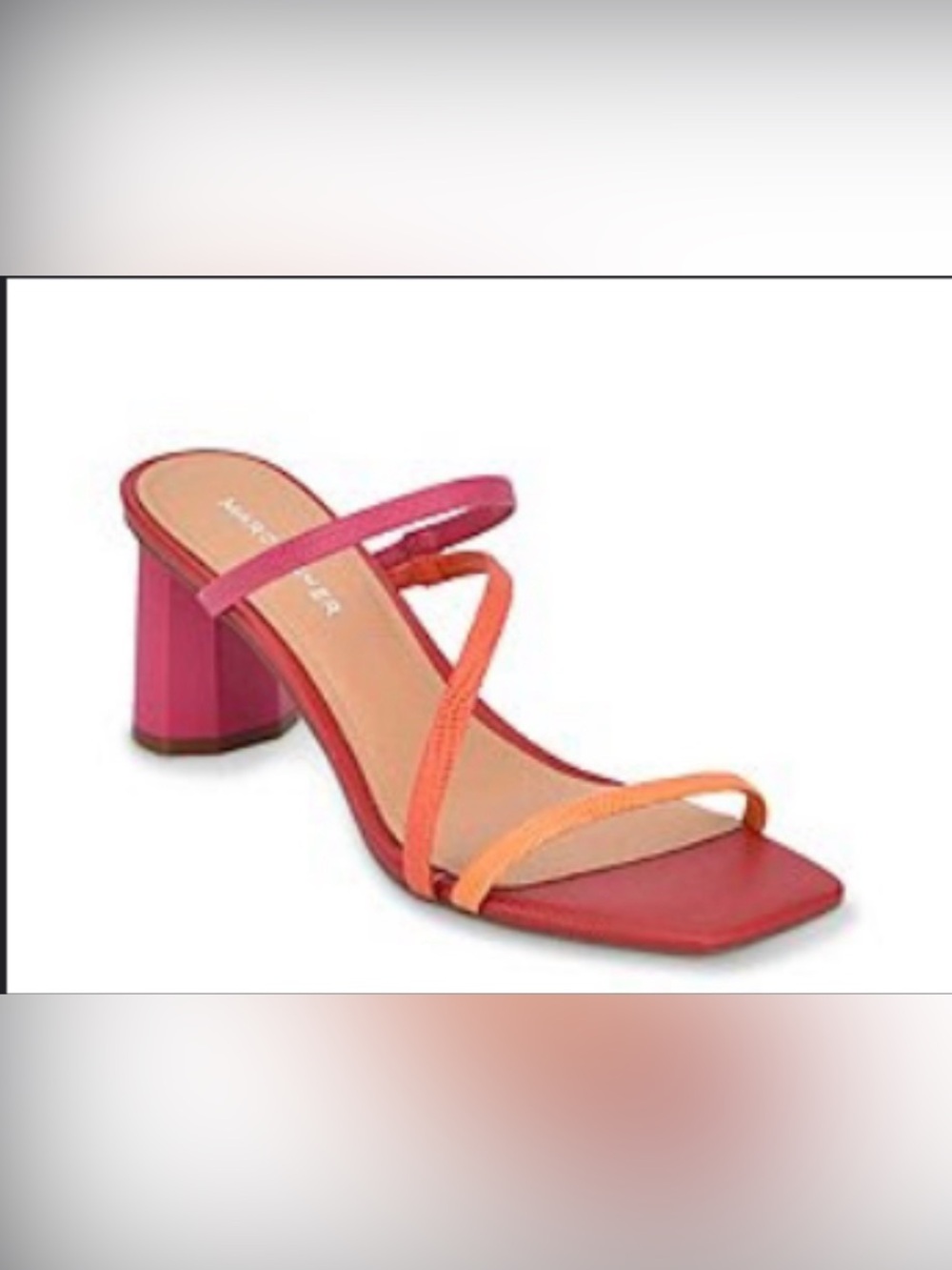 Marc Fisher Two-Tone Strappy Block Heel Sandal in Pink and Orange